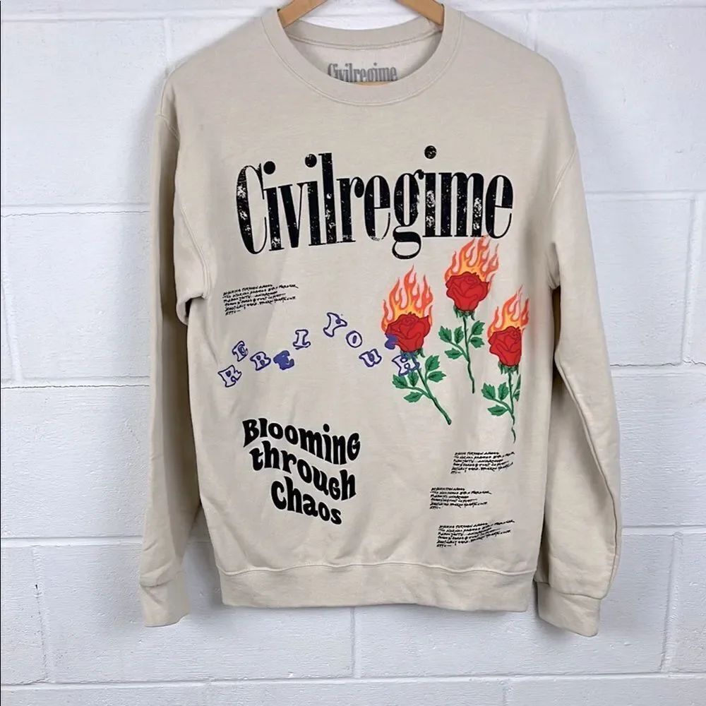 Civilregime blooming through caos unisex crewneck graphic sweatshirt size S